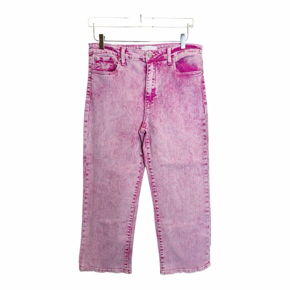 Petra153 Acid Wash Pink High Rise Straight Cropped Jeans Sz 13/30 - Picture 4 of 9